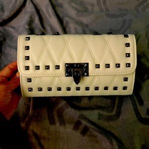 White crossbody bag with studs